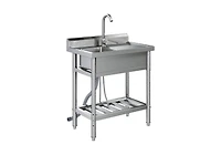 Aecojoy Stainless Steel Utility Sink, Freestanding Outdoor Sink Station with Hose Hookup