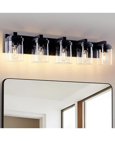 Busdays 5 Light Bathroom Vanity Light with Clear Glass Shade Wall Fixture Over Mirror for Bedroom Living Room No Bulbs