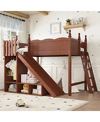 Streamdale Furniture Loft Bed with Storage, Wardrobe, and Slide