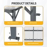 Streamdale Furniture Galvanized Steel Wall-Mounted Outdoor Pergola