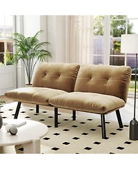 Rainsken Modern Convertible Futon sofa Bed, with Adjustable Backrest, Velvet Couch, Folding for Small Space, Apartment