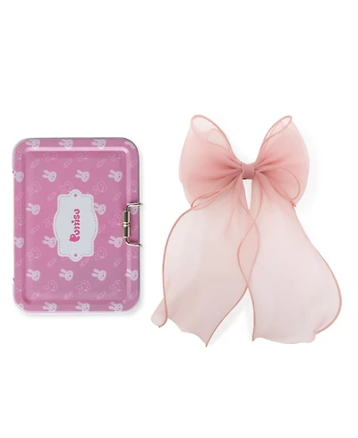 Puttisu Girls Organza Large Bow Clip Gift Set with Tin Case