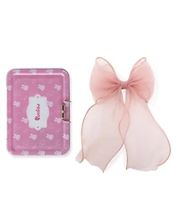Puttisu Girls Organza Large Bow Clip Gift Set with Tin Case
