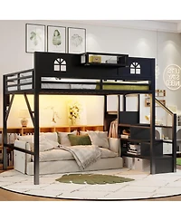 Streamdale Furniture Loft Bed with Stairs and Wardrobe