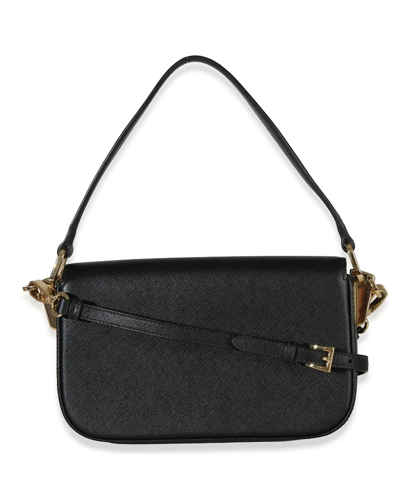 Pre-Owned Prada Black Saffiano Lux Leather Embleme Flap Shoulder Bag