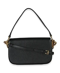 Pre-Owned Prada Black Saffiano Lux Leather Embleme Flap Shoulder Bag