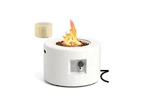 Mondawe Round Terrazzo Propane Gas Fire Pit Protective Pvc Cover Lava Rocks Included