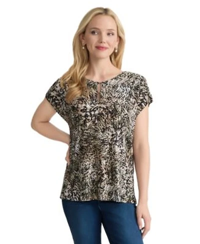 Jones New York Womens Boat Neck Extended Shoulder Top