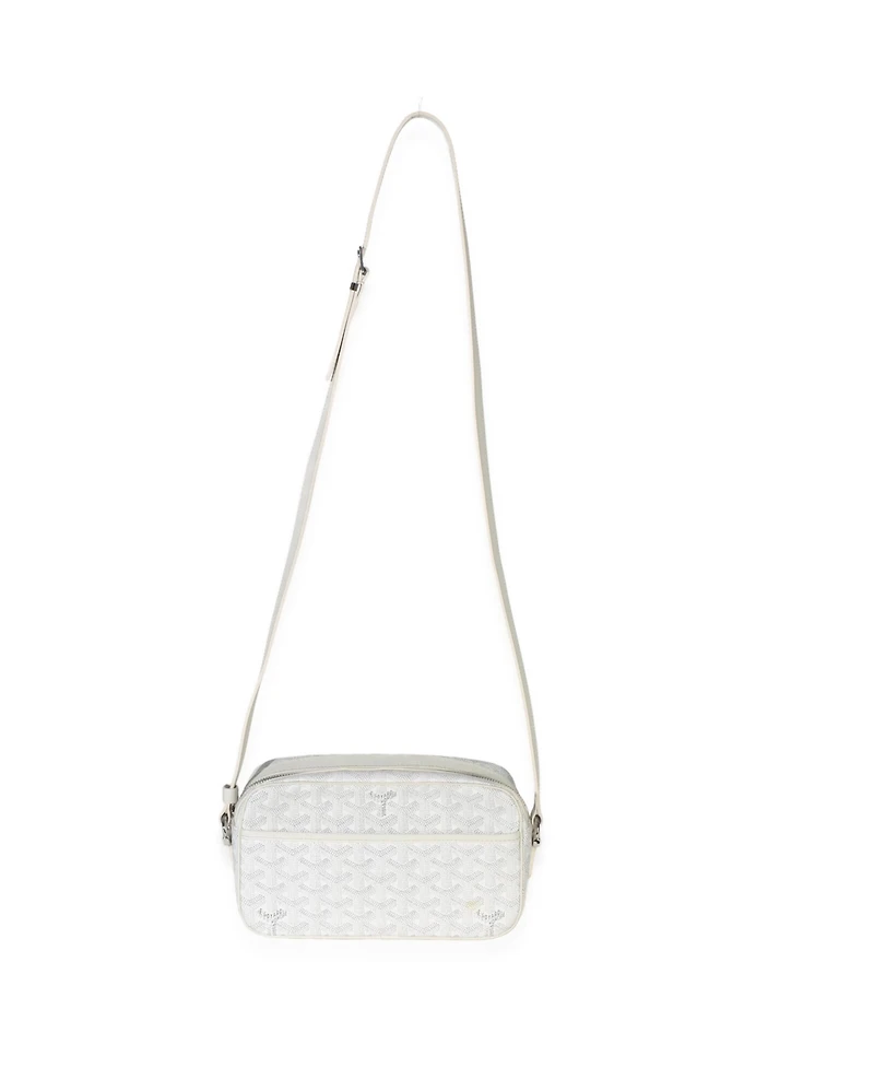 Pre-Owned Goyard White Goyardine Heart Canvas Sac Cap Vertn Pm