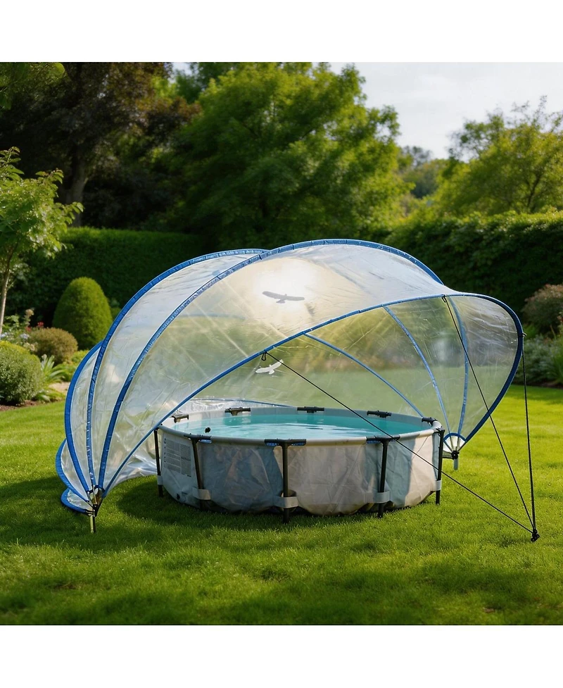 Streamdale Furniture 16feet Retractable Pool Cover and Fiberglass Rod Pool Fence Set