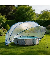 Streamdale Furniture 16feet Retractable Pool Cover and Fiberglass Rod Pool Fence Set