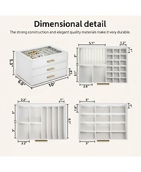 Yigii Leather Jewelry Organizer Clear Lid 2 Drawers for Necklace Ring Bracelet Earring