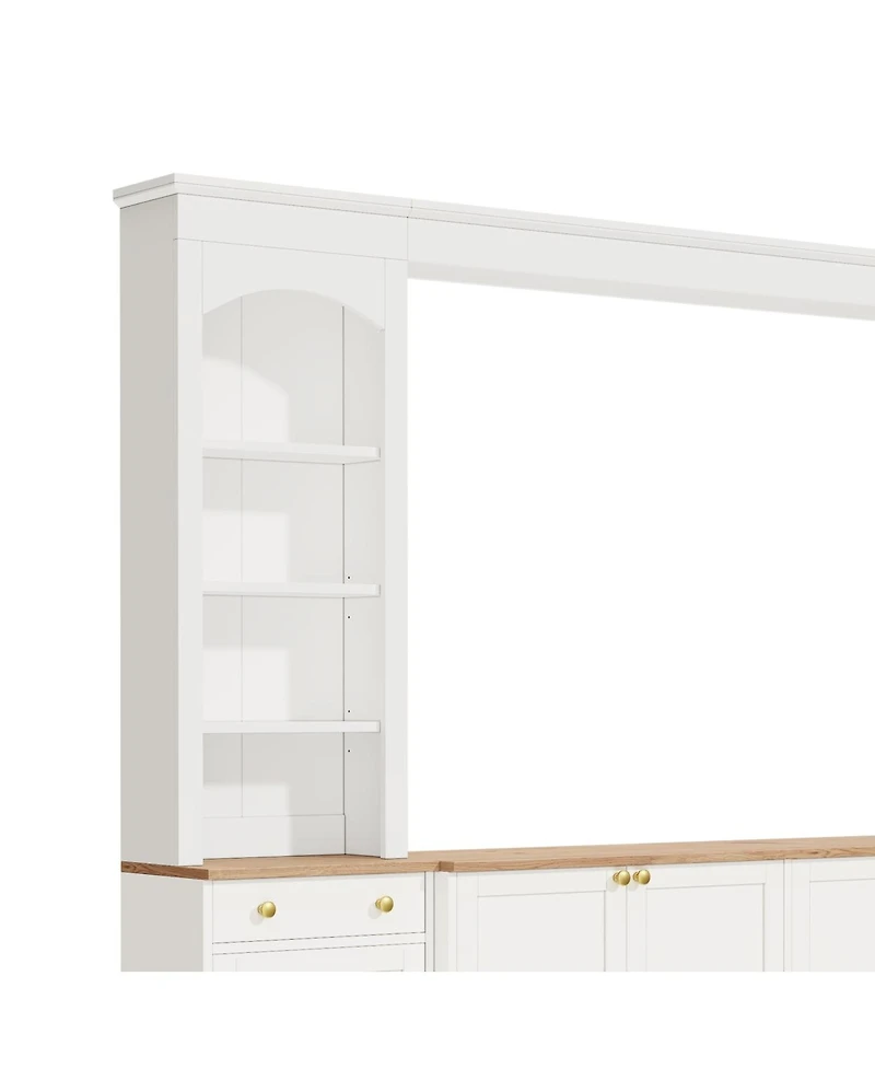 Streamdale Furniture Farmhouse Arched 106" Entertainment Center with Bookshelves