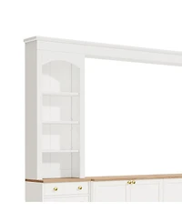 Streamdale Furniture Farmhouse Arched 106" Entertainment Center with Bookshelves