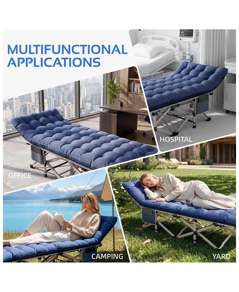 Sugift 2-Piece Folding Bed Camping Cots with Removable Cotton Mattress (2 in a set
