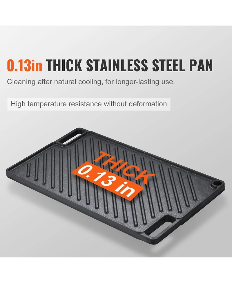 Cozito Reversible Grill/Griddle, 16.7 x 9.7 inches Pre-Seasoned Cast Iron Pan with Handles