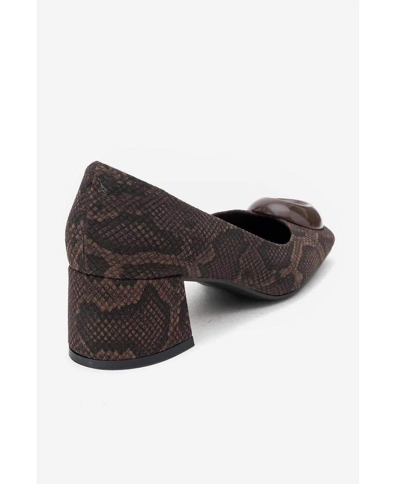 Prologue Shoes Women's Mila Buckle Square Toe Block Heel Pump
