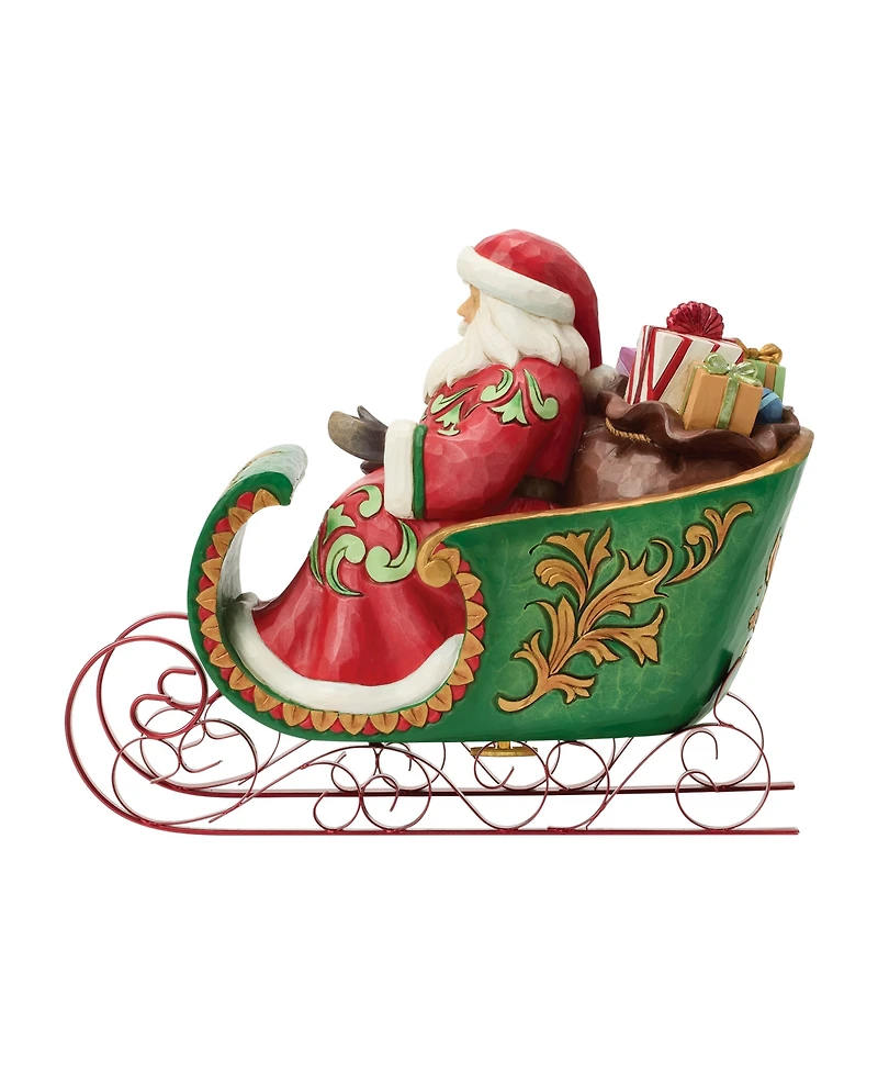 Jim Shore Heartwood Creek Fig Santa in Musical Sleigh