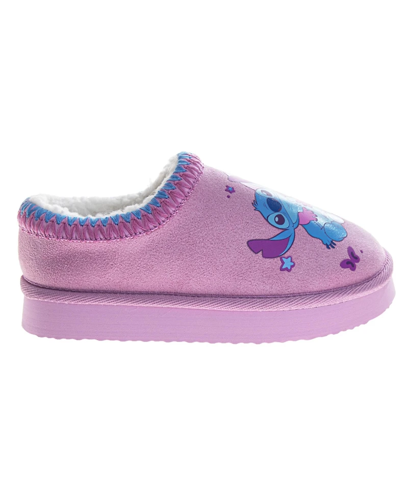 Disney Toddler Stitch and Angel Plush Lined Slippers Girls 2-13 Cozy Soft Warm Non Slip Sole Indoor Comfort