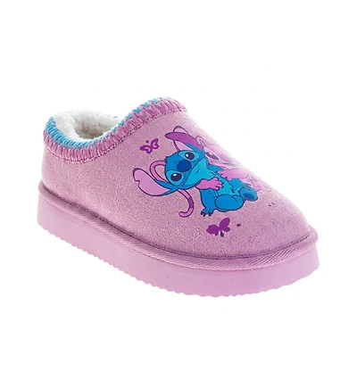 Disney Toddler Stitch and Angel Plush Lined Slippers Girls 2-13 Cozy Soft Warm Non Slip Sole Indoor Comfort