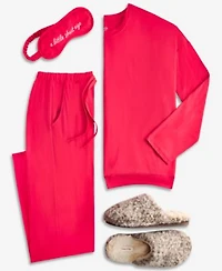 State Of Day Womens 3 Pc. Pajama Set Boxed Sherpa Slippers Macys Exclusive