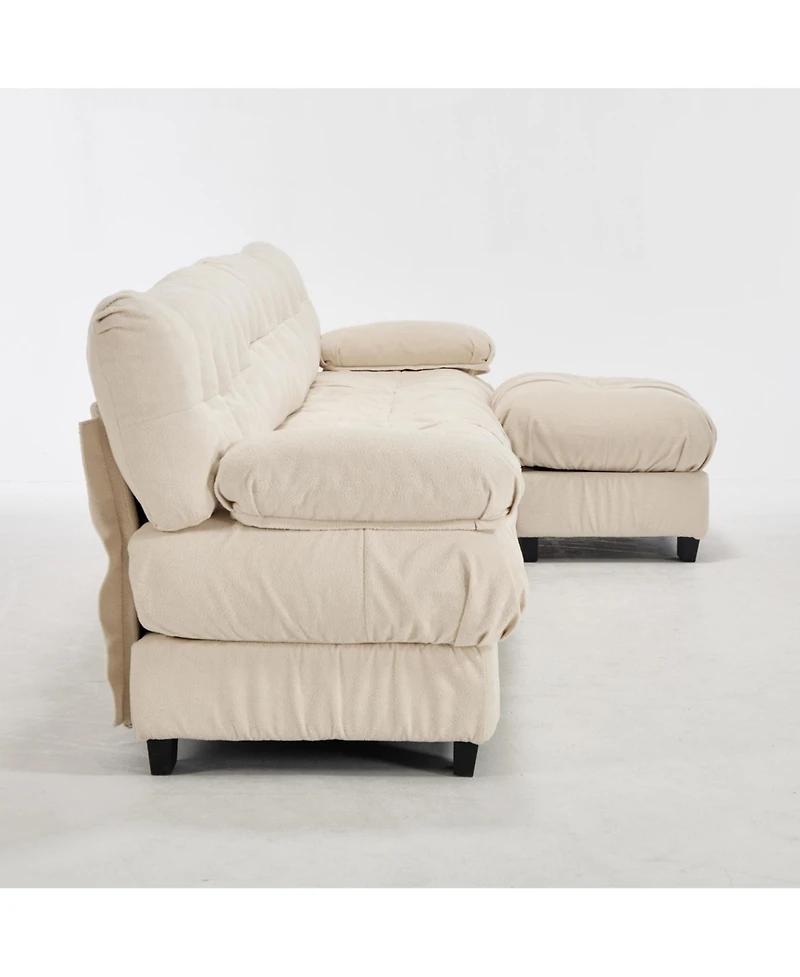 Clihome Modular Sectional Sofa,Cloud Couch, L Shaped Couch with Movable Ottoman Oversized 3-Seater Sofa for Bedroom,5 Pillows