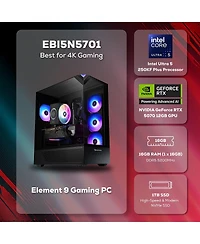 iBUYPOWER Element EBI5N5701 Gaming Desktop Computer, Intel Core Ultra 5 250KF Plus 4.2GHz, 16GB Ram, 1TB Ssd, Nvidia GeForce Rtx 5070 12GB, Windows 11