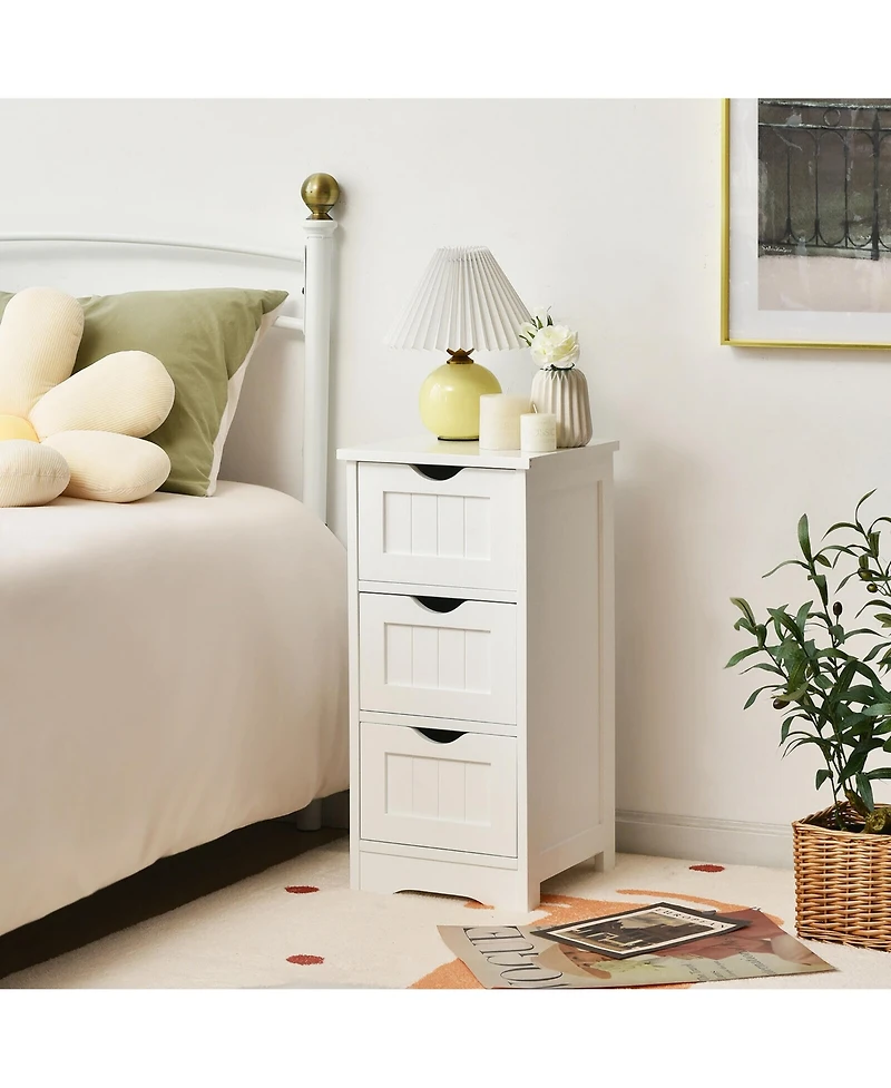 Costway Floor Storage Cabinet Bathroom Organizer Free Standing 3 Drawers
