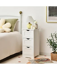 Costway Floor Storage Cabinet Bathroom Organizer Free Standing 3 Drawers
