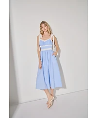 English Factory Women's Contrast Strap Smocked Midi Dress