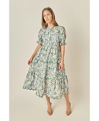 English Factory Women's Contrast Scallop Edge Midi Dress