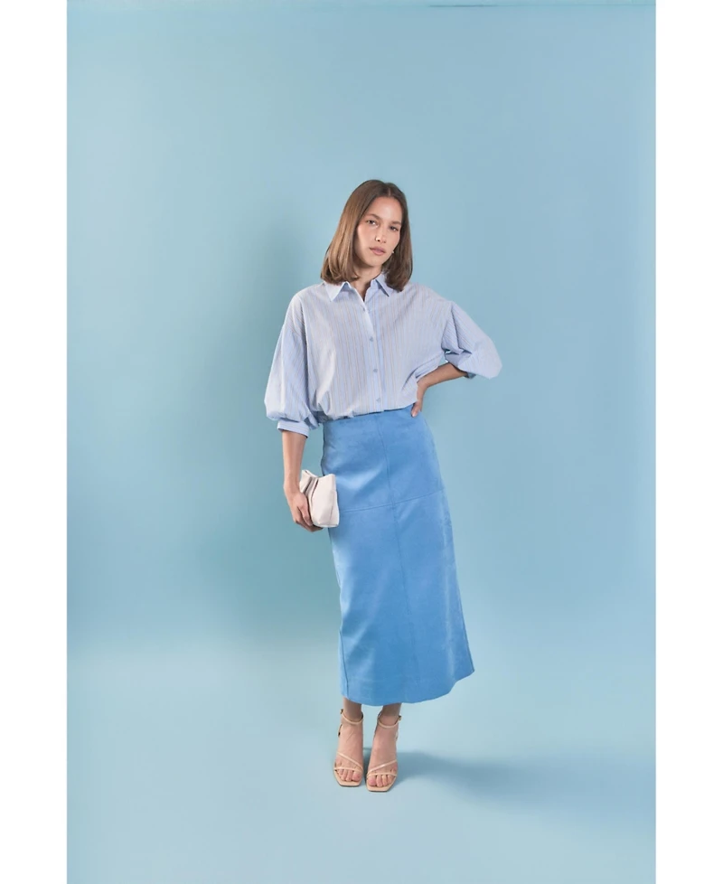 English Factory Women's Striped Volume Sleeve Shirt