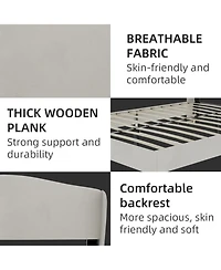 Rainsken Velvet upholstered bed Frame with Headboard, Sturdy and Durable, Wood Slats