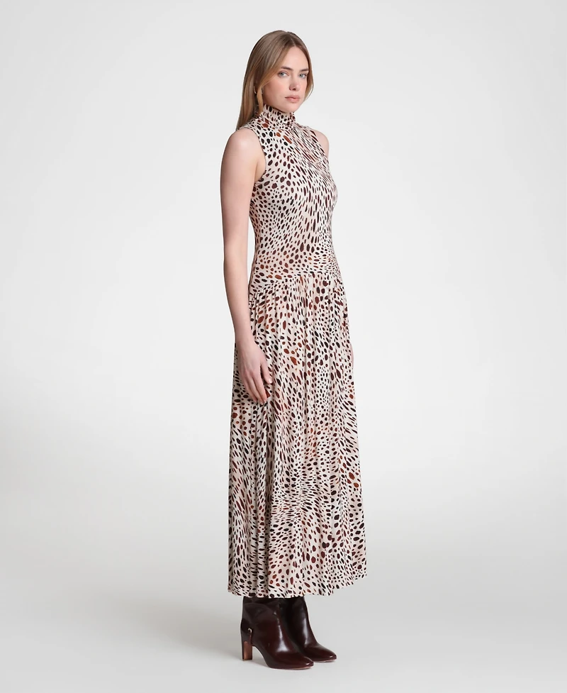 Avec Les Filles Women's Sleeveless Mock Neck Maxi Dress