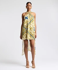 Avec Les Filles Women's Halter Scarf Print Swing Mini Dress