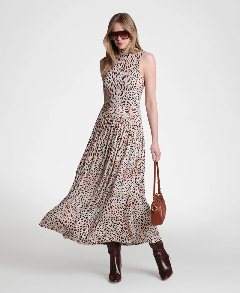 Avec Les Filles Women's Sleeveless Mock Neck Maxi Dress