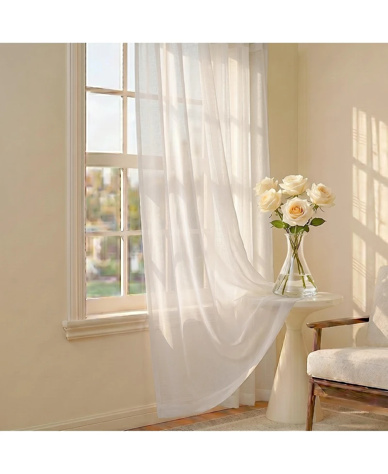 Shadisfy Sheer Voile Curtains with Solid Linen Texture
