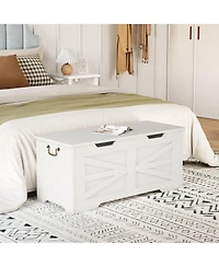 homfan Farmhouse Storage Bench with Safety Hinge