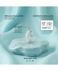 Ra White Gold Plated Oval Cubic Zirconia Band Ring