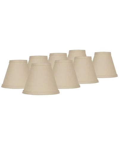 Springcrest Set of 8 Chandelier Lamp Shades Beige Linen Chandelier Small 3" Top x 6" Bottom x 5" High Candelabra Clip-On Fitting