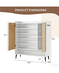 gaomon 3 Door 6 Tier Shoe Storage Cabinet, Wooden Shoe Rack Organizer for Entryway, Hallway