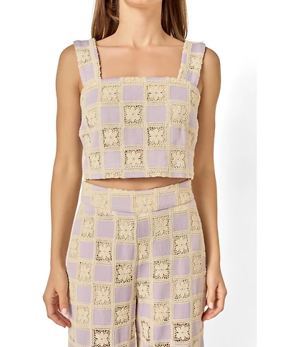 English Factory Women's Crochet Sleeveless Top