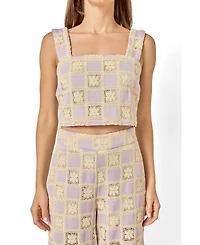 English Factory Women's Crochet Sleeveless Top