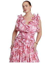Eloquii Women's Plus Ruffle Detail Maxi Dress