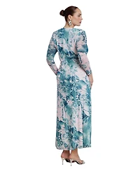 Eloquii Women's Printed Mesh Maxi Dress