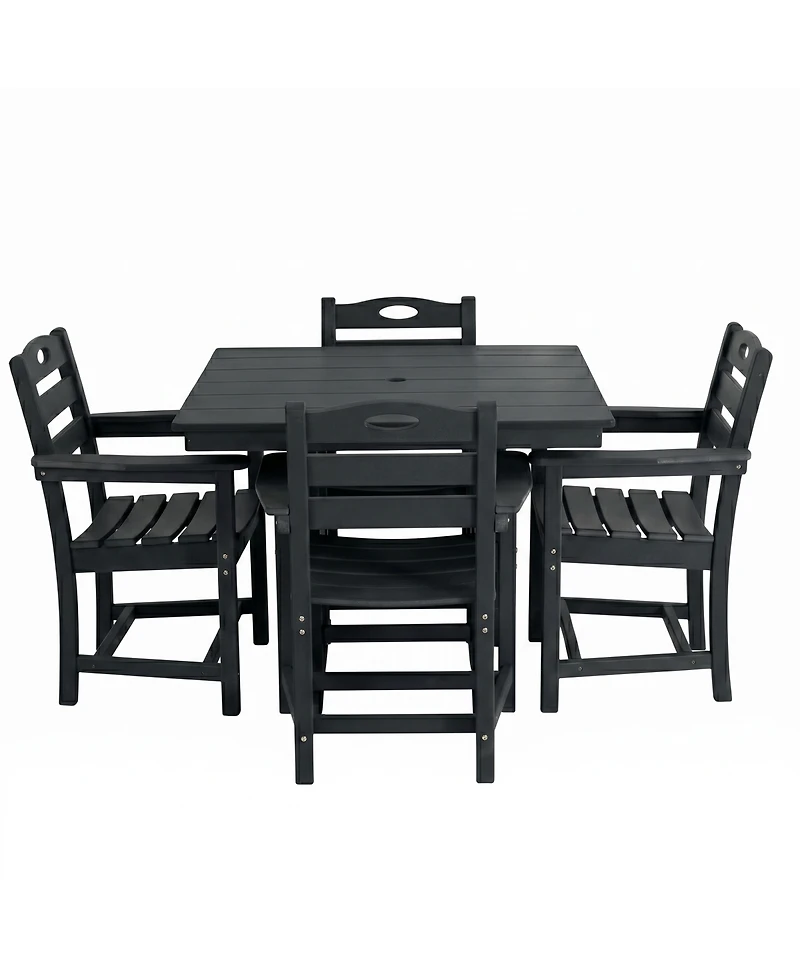 Streamdale Furniture Piece Black Hdpe Outdoor Patio Dining Set with Square Table