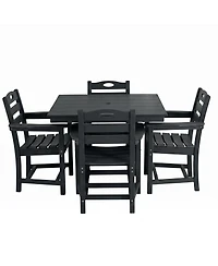 Streamdale Furniture Piece Black Hdpe Outdoor Patio Dining Set with Square Table