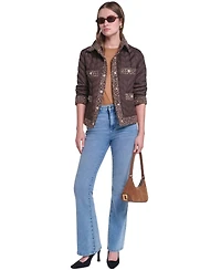 Karl Lagerfeld Paris Women's Quilted Tweed-Trim Coat
