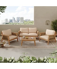 Streamdale Furniture Outdoor Acacia Wood and Rope Sectional Patio Sofa Set