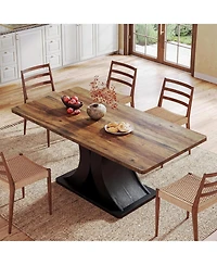 Tribesigns 55-Inch Dining Table for 4-6, Farmhouse Kitchen Dinner Table with Heavy Duty Pedestal, for Dining Room, Kitchen.
